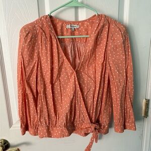 Madewell Star Scatter Wrap Coral Blouse Small